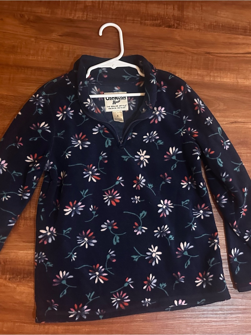 OshKosh B'gosh Navy Floral Quarter-Zip Fleece Pullover